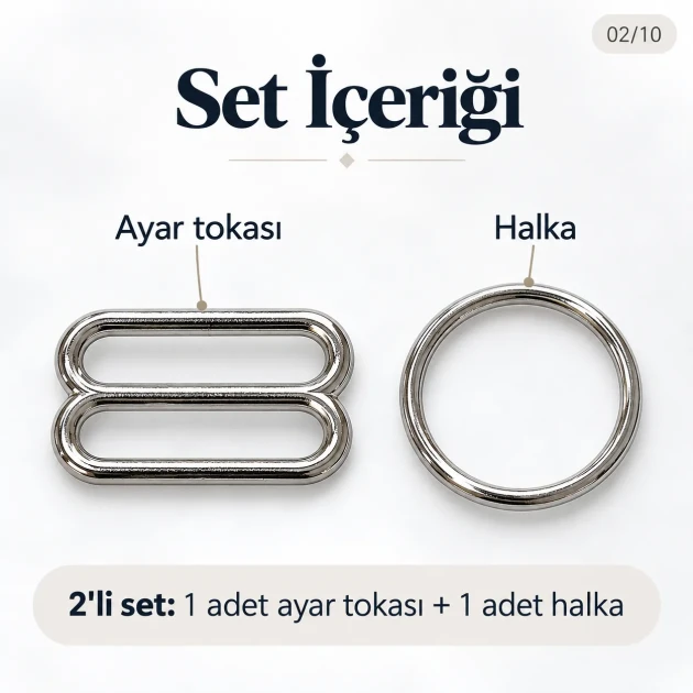 15 mm / 0.59 in Zamak Bra Strap Slider and Ring 2-Piece Set PIR700015Z