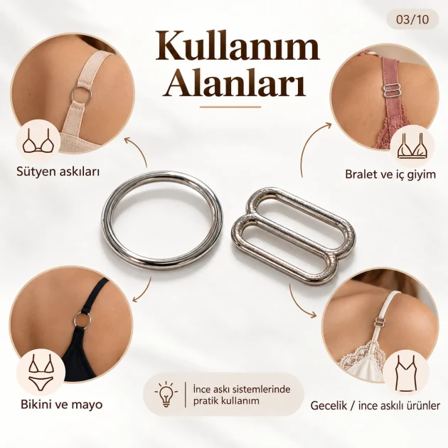 15 mm / 0.59 in Zamak Bra Strap Slider and Ring 2-Piece Set PIR700015Z