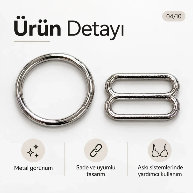 15 mm / 0.59 in Zamak Bra Strap Slider and Ring 2-Piece Set PIR700015Z