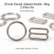 20 mm / 0.79 in Zamak Bra Strap Slider and Ring 2-Piece Set PIR700020Z