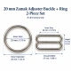 20 mm / 0.79 in Zamak Bra Strap Slider and Ring 2-Piece Set PIR700020Z