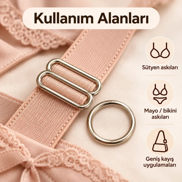 25 mm / 0.98 in Zamak Bra Strap Slider and Ring 2-Piece Set PIR700025Z