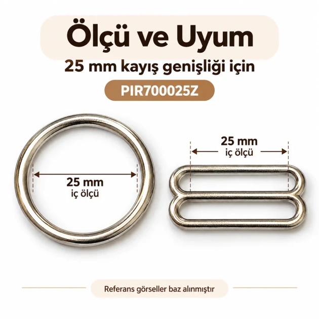 25 mm / 0.98 in Zamak Bra Strap Slider and Ring 2-Piece Set PIR700025Z