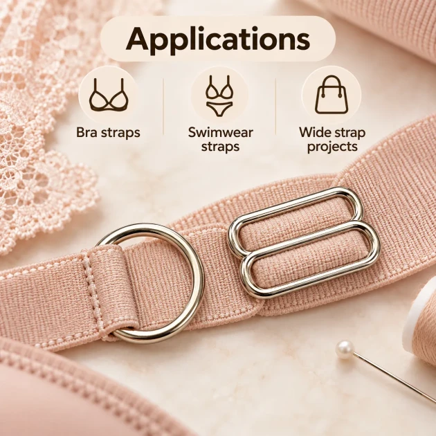 25 mm / 0.98 in Zamak Bra Strap Slider and Ring 2-Piece Set PIR700025Z