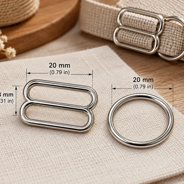 20 mm / 0.79 in Zamak Wide-Body Bra Strap Slider and Ring 2-Piece Set PIR702020Z