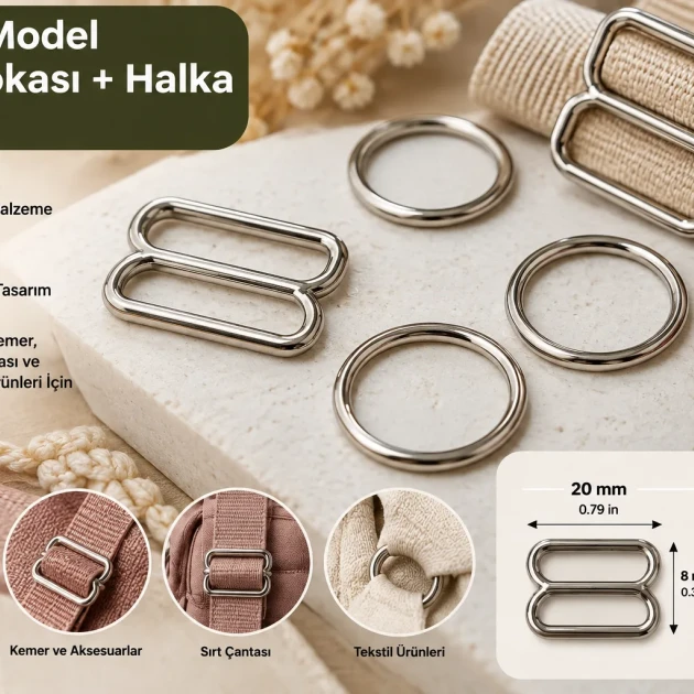 20 mm / 0.79 in Zamak Wide-Body Bra Strap Slider and Ring 2-Piece Set PIR702020Z