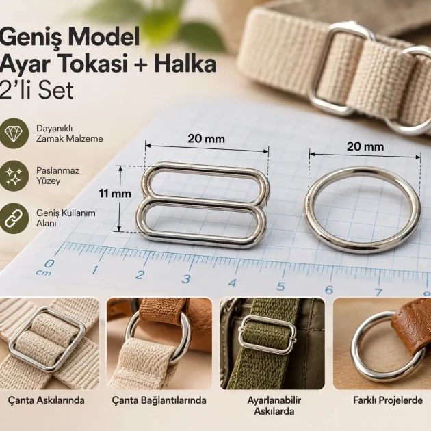 20 mm / 0.79 in Zamak Wide-Body Bra Strap Slider and Ring 2-Piece Set PIR702020Z
