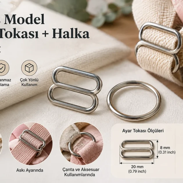 20 mm / 0.79 in Zamak Wide-Body Bra Strap Slider and Ring 2-Piece Set PIR702020Z
