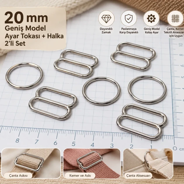 20 mm / 0.79 in Zamak Wide-Body Bra Strap Slider and Ring 2-Piece Set PIR702020Z