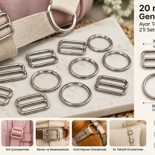 20 mm / 0.79 in Zamak Wide-Body Bra Strap Slider and Ring 2-Piece Set PIR702020Z