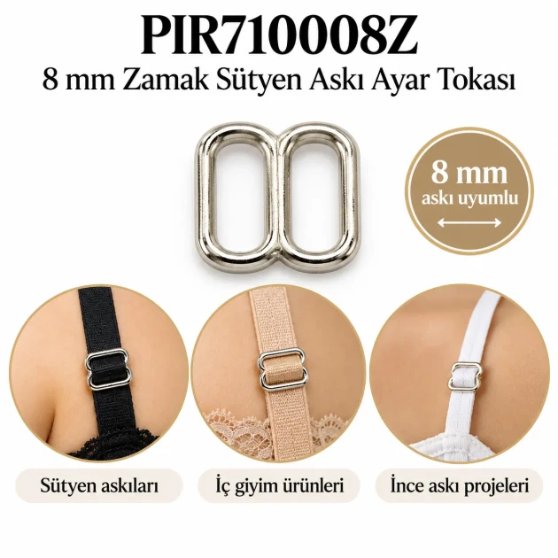 8 mm Zamak Bra Strap Slider PIR710008Z