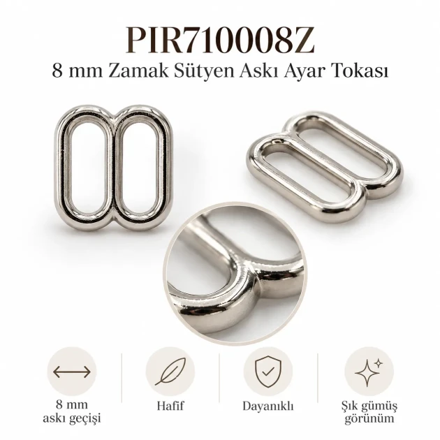 8 mm Zamak Bra Strap Slider PIR710008Z