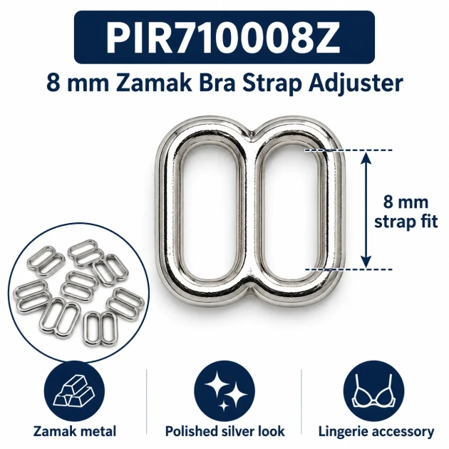 8 mm Zamak Bra Strap Slider PIR710008Z