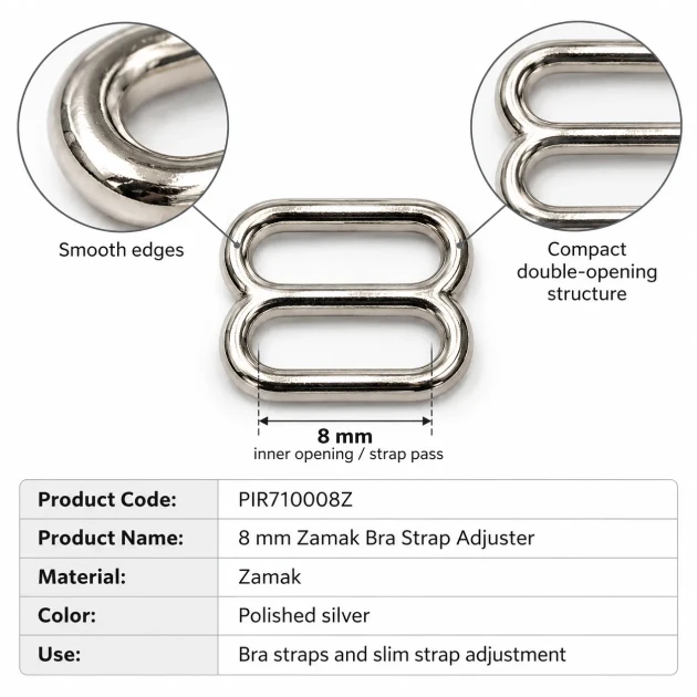 8 mm Zamak Bra Strap Slider PIR710008Z
