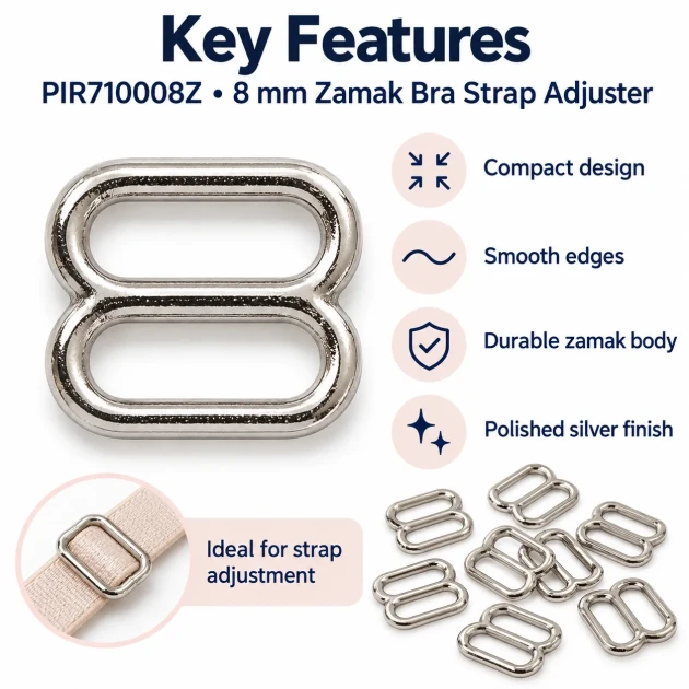 8 mm Zamak Bra Strap Slider PIR710008Z