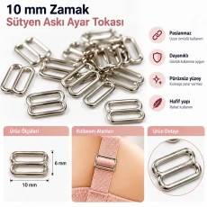 Metal Nylon Coated Bra Strap Adjustment Buckle 10 mm and Ring 0.40" PIR700010