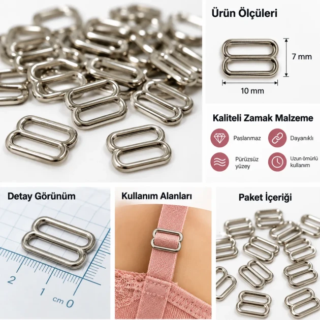 10 mm / 0.39 in Zamak Bra Strap Slider PIR710010Z