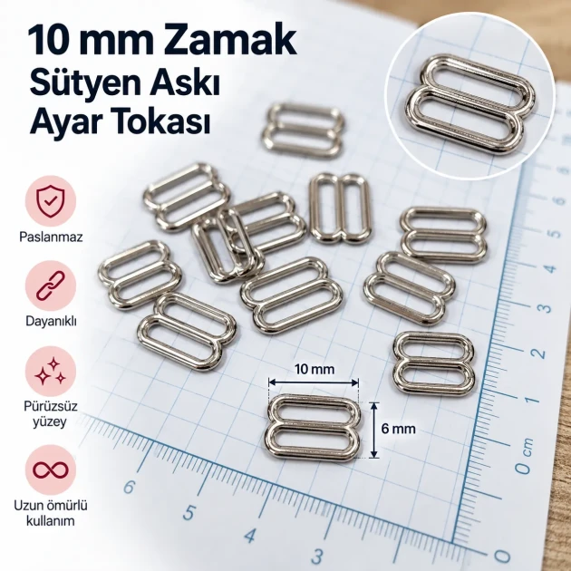 10 mm / 0.39 in Zamak Bra Strap Slider PIR710010Z