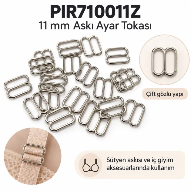 11 mm Zamak Sütyen Askı Ayar Tokası PIR710011Z