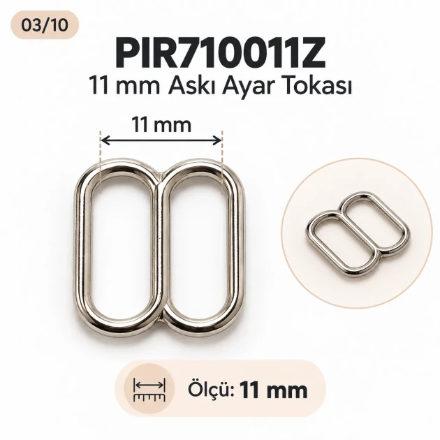11 mm Zamak Sütyen Askı Ayar Tokası PIR710011Z