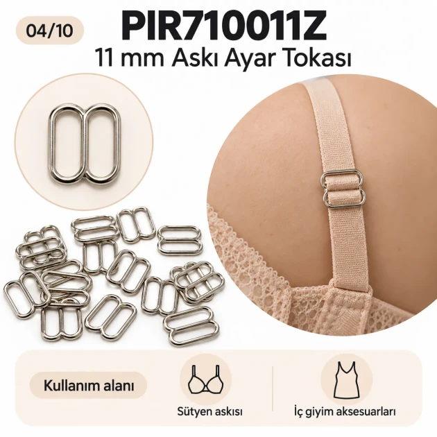 11 mm Zamak Sütyen Askı Ayar Tokası PIR710011Z