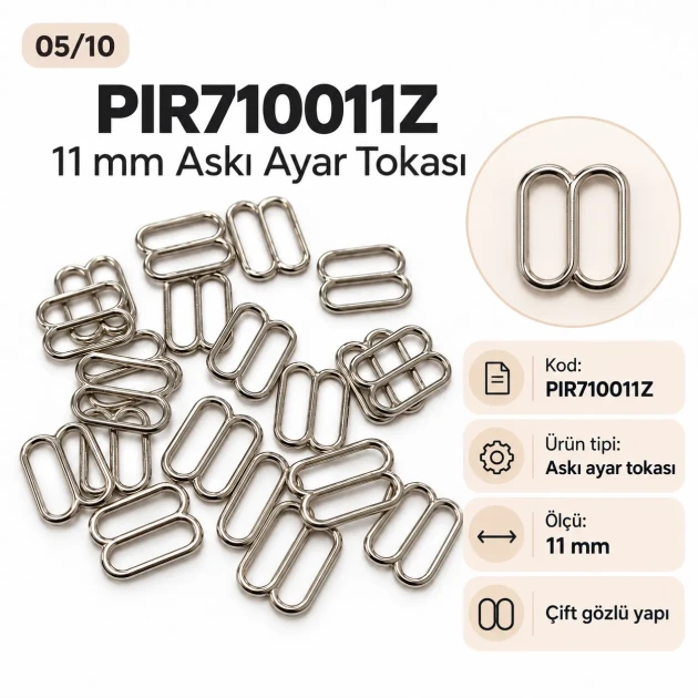 11 mm Zamak Sütyen Askı Ayar Tokası PIR710011Z