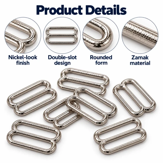 15 mm / 0.59 in Zamak Bra Strap Slider PIR710015Z