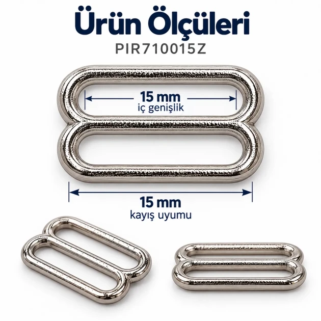 15 mm / 0.59 in Zamak Bra Strap Slider PIR710015Z