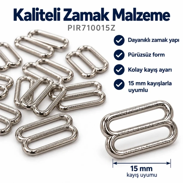 15 mm / 0.59 in Zamak Bra Strap Slider PIR710015Z