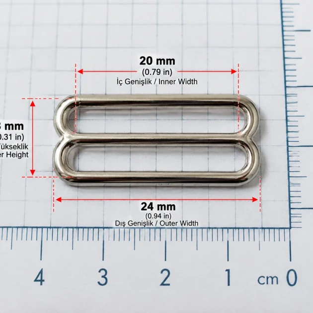 20 mm / 0.79 in Zamak Bra Strap Slider PIR710020Z