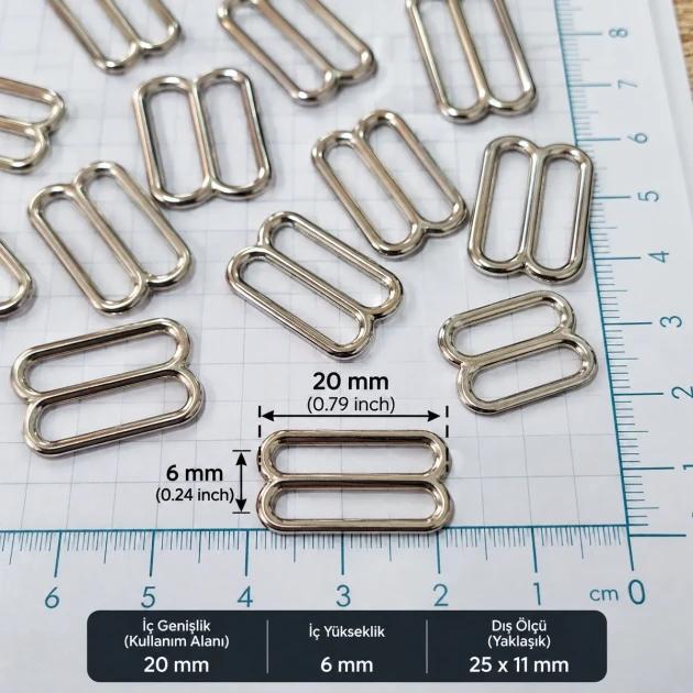 20 mm / 0.79 in Zamak Bra Strap Slider PIR710020Z