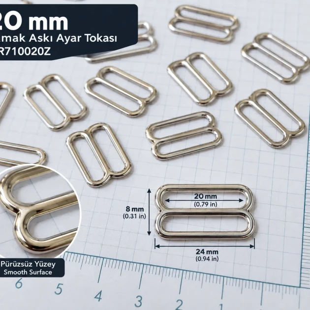 20 mm / 0.79 in Zamak Bra Strap Slider PIR710020Z