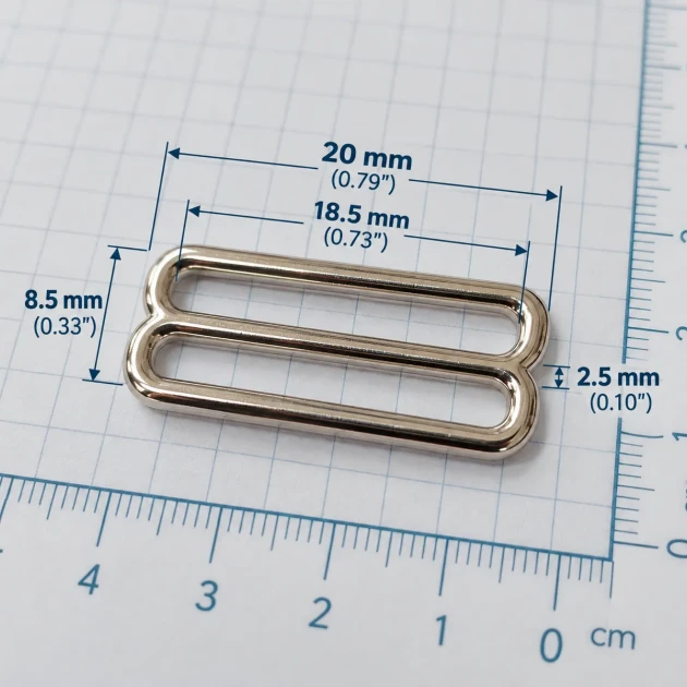 20 mm / 0.79 in Zamak Bra Strap Slider PIR710020Z