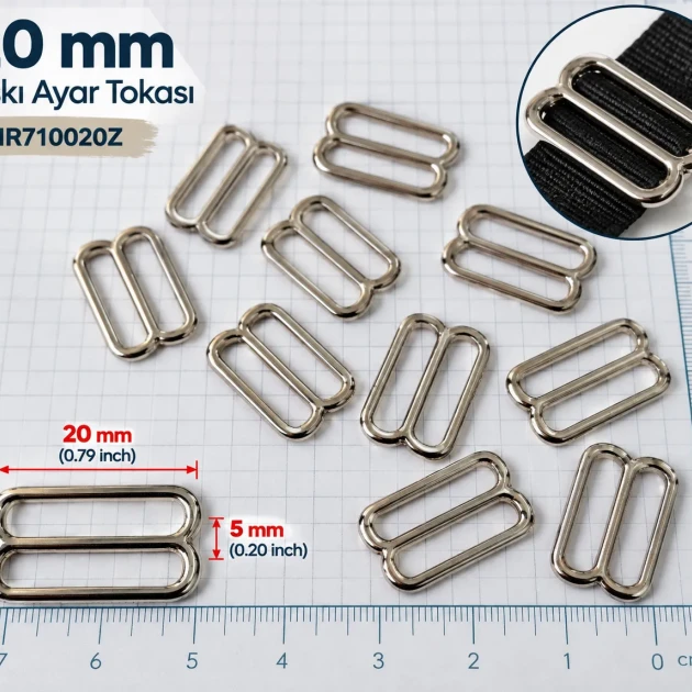 20 mm / 0.79 in Zamak Bra Strap Slider PIR710020Z
