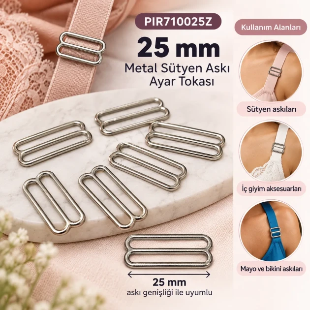 25 mm Zamak Sütyen Askı Ayar Tokası PIR710025Z