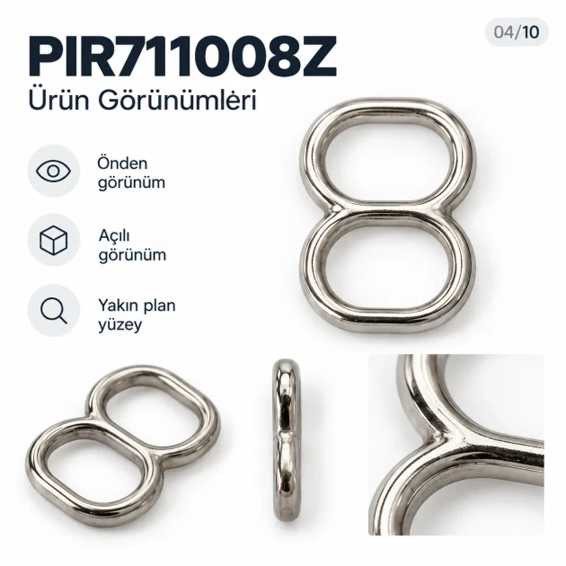 8 mm Zamak Çift Gözlü Sütyen Askı Ayar Tokası PIR711008Z