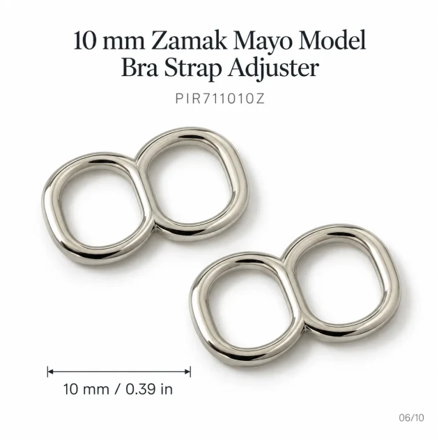 10 mm / 0.39 in Zamak Mayo Model Double-Loop Bra Strap Slider PIR711010Z