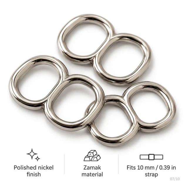 10 mm / 0.39 in Zamak Mayo Model Double-Loop Bra Strap Slider PIR711010Z