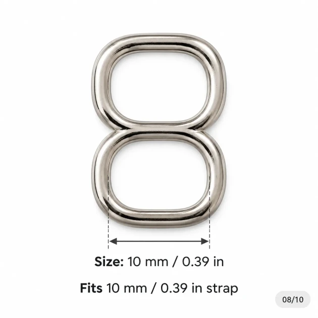 10 mm / 0.39 in Zamak Mayo Model Double-Loop Bra Strap Slider PIR711010Z