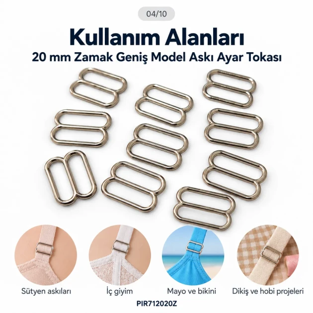 20 mm / 0.79 in Zamak Wide-Body Bra Strap Slider PIR712020Z