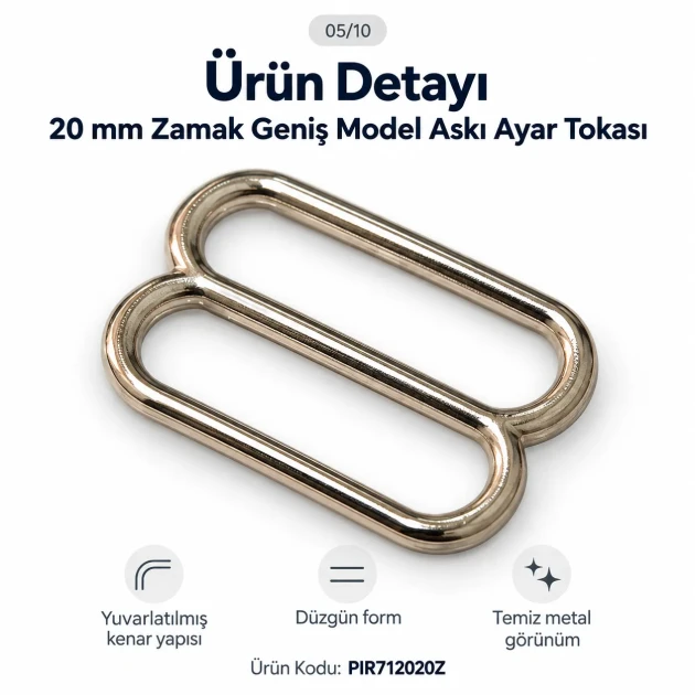 20 mm / 0.79 in Zamak Wide-Body Bra Strap Slider PIR712020Z