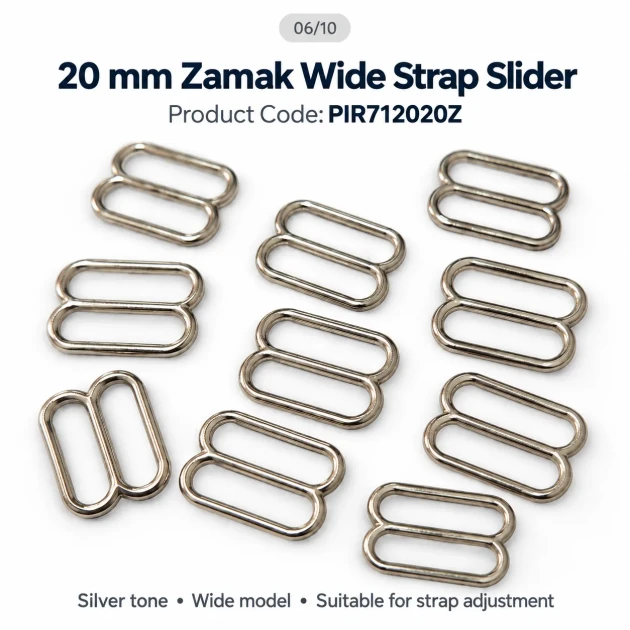 20 mm / 0.79 in Zamak Wide-Body Bra Strap Slider PIR712020Z