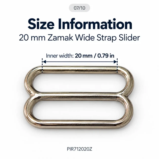 20 mm / 0.79 in Zamak Wide-Body Bra Strap Slider PIR712020Z