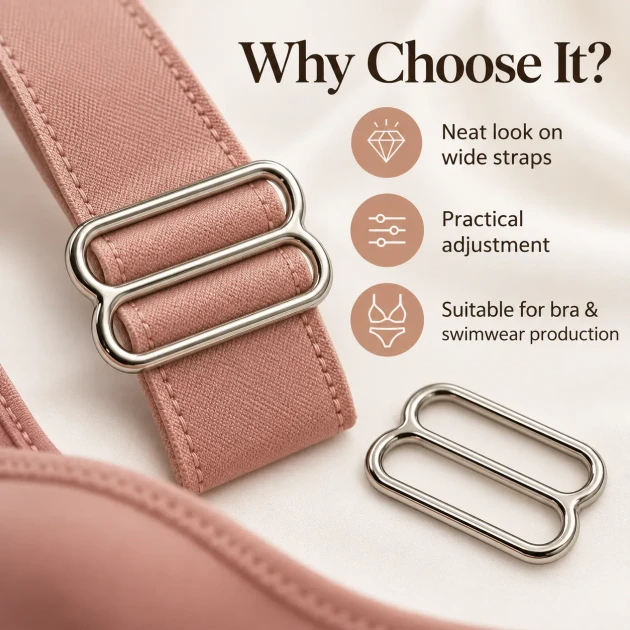 25 mm / 0.98 in Zamak Wide-Body Bra Strap Slider PIR712025Z