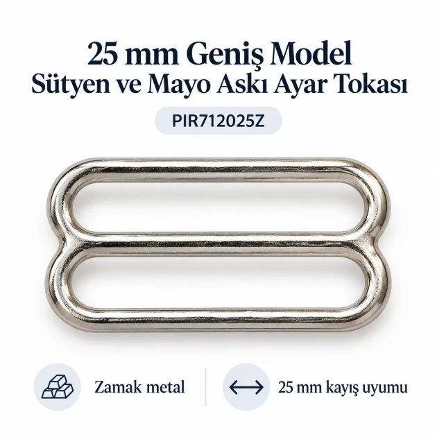 25 mm / 0.98 in Zamak Wide-Body Bra Strap Slider PIR712025Z