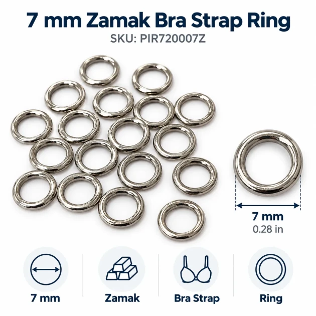 7 mm / 0.28 in Zamak Bra Strap Ring PIR720007Z