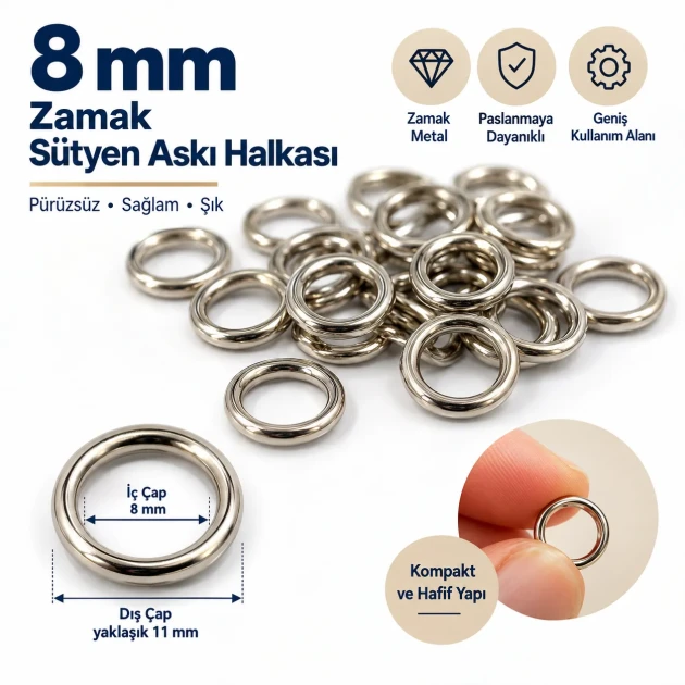 8 mm Zamak Bra Strap Ring PIR720008Z