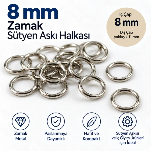 8 mm Zamak Bra Strap Ring PIR720008Z