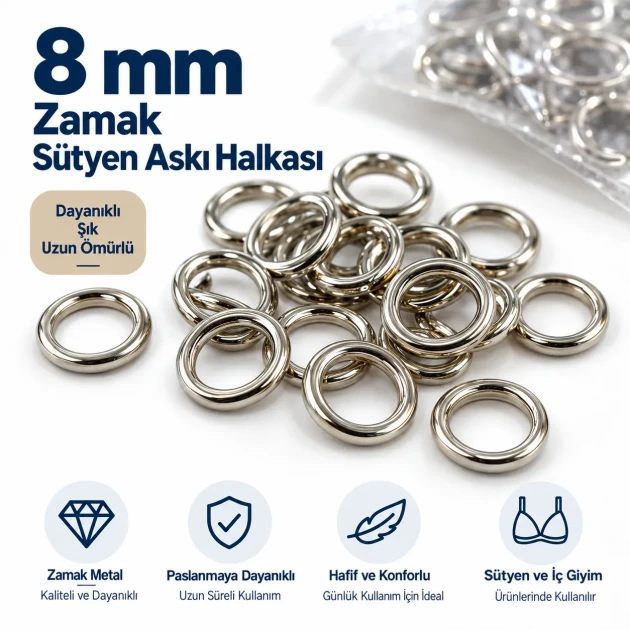 8 mm Zamak Bra Strap Ring PIR720008Z