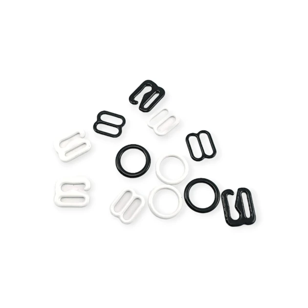 9 mm Sütyen Askı Ayar Tokası, Kancası ve Halkası Üçlü Set Metal Naylon Kaplı PIR720009